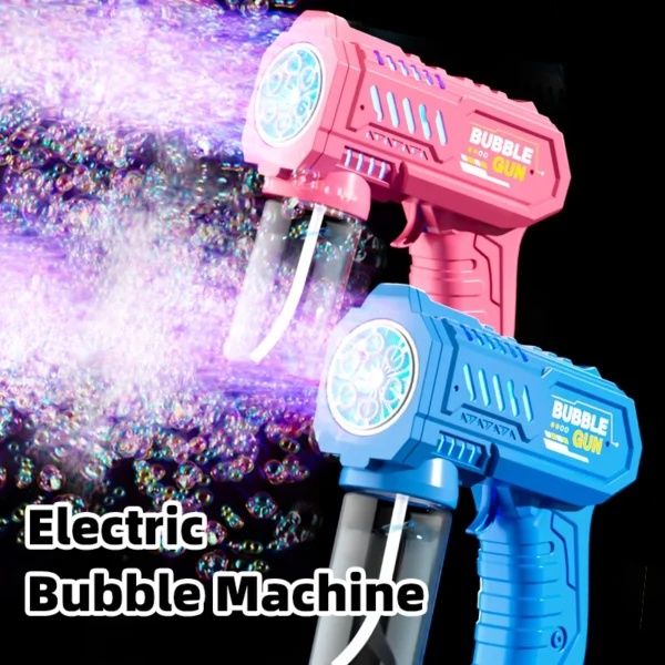 Fully Automatic Bubble Gun Rocket Bubbles Machine Automatic Blower with Bubble Liquid Toy for Kids Beach Outdoor Bubble Gifts