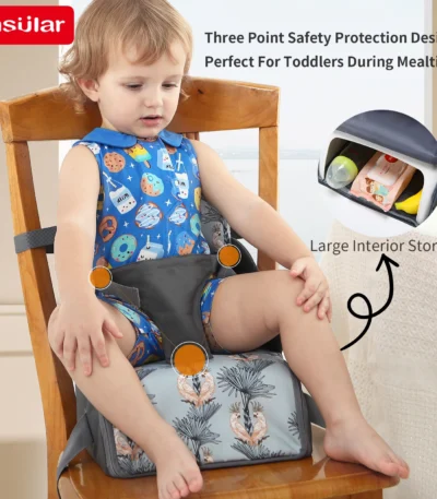 New Baby Booster Seat Diaper Bag Convenient Travel Toddler Cushion Kid Chair Washable Straps Safety Buckle Muti-functional