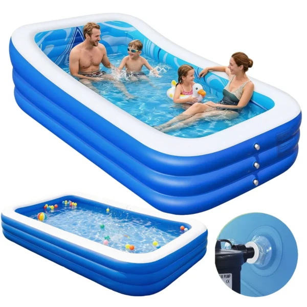 Foldable Inflatable Pool Thickened Family Swimming Pools Adult & Children Paddling Pool for Garden Backyard Summer Water Parties