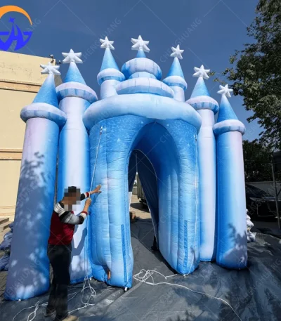 Frozen Themed Inflatable Castle Arch for Kids Party,Large Winter Wonderland Inflatable Entrance Tunnel