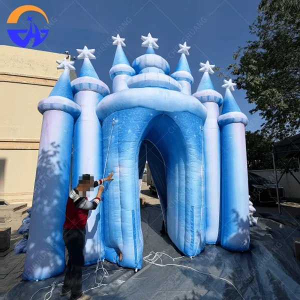 Frozen Themed Inflatable Castle Arch for Kids Party,Large Winter Wonderland Inflatable Entrance Tunnel