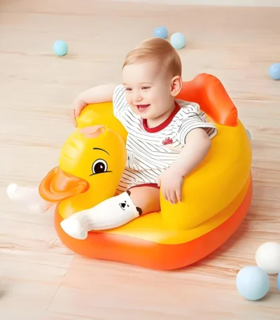 Baby Kid Inflatable Seat Baby Cartoon Duck Seat, Portable PVC Learn to Sit Stool Baby Sofa Chair Bedroom Bathroom Sofa 1