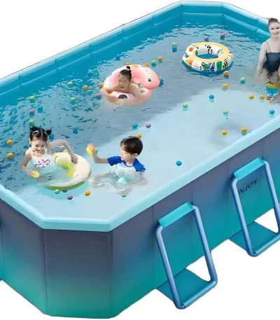 Foldable Pool, Large Kiddie Pool, Non-Inflatable Kids’ and Adults’ Outdoor Swimming Pool, Hard Plastic Shell Portable Pool