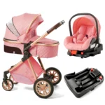 Premium 3-in-1 Baby Travel System: Reversible Seat Pram Stroller, Folding Design for 0-3 Years