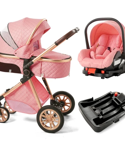Premium 3-in-1 Baby Travel System: Reversible Seat Pram Stroller, Folding Design for 0-3 Years