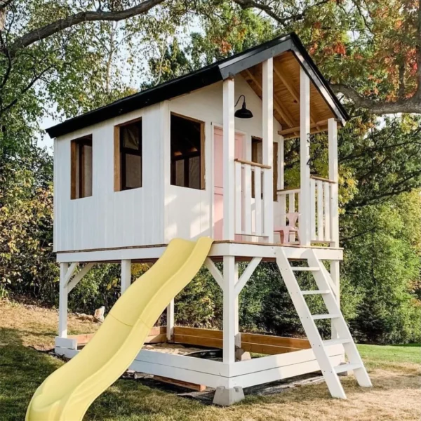 Customized Kindergarten Playhouse Outdoor Assembly Slide Tree House Children Climbing Cabin Mobile Garden Gazebo Wooden House