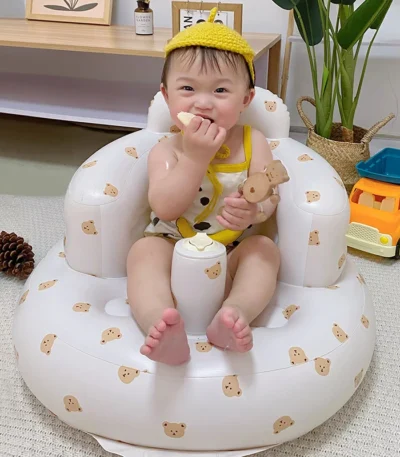 Baby Inflatable Chair Soft PVC Children Sofa Baby Learn Training Seat Bath Chair Portable Blow Up Infant Stool Built in Air Pump 1
