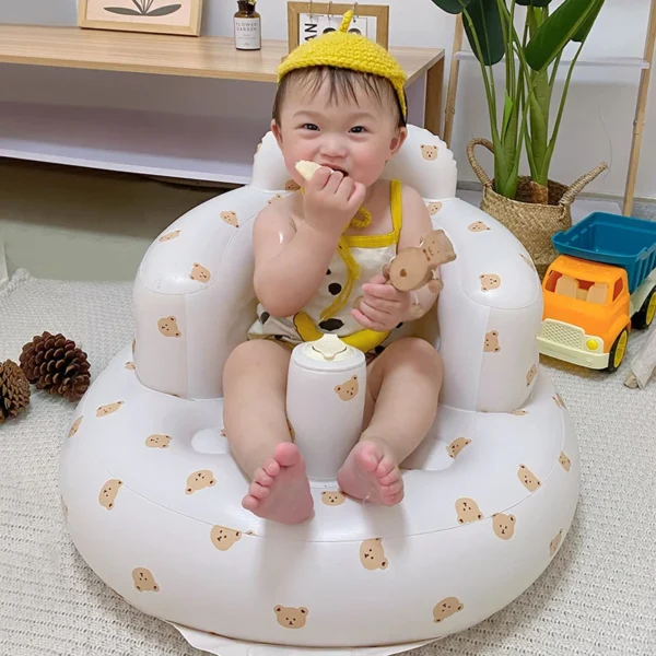 Baby Inflatable Chair Soft PVC Children Sofa Baby Learn Training Seat Bath Chair Portable Blow Up Infant Stool Built in Air Pump