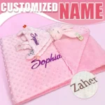 Custom Embroidered Name Minky Baby Blanket & Bunny Comforter Set Personalized Newborn Security Blanket Baby Shower Gift