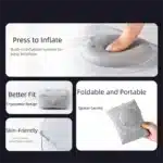 Press-to-Inflate Inflatable Booster Seat Fabric Waterproof Portable Foot Rest Foldable Muscle Relief Air Seat Cushion Home Use