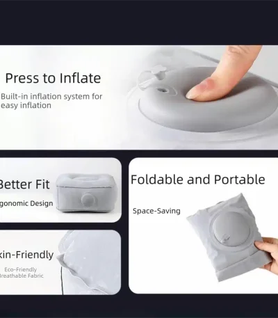 Press-to-Inflate Inflatable Booster Seat Fabric Waterproof Portable Foot Rest Foldable Muscle Relief Air Seat Cushion Home Use