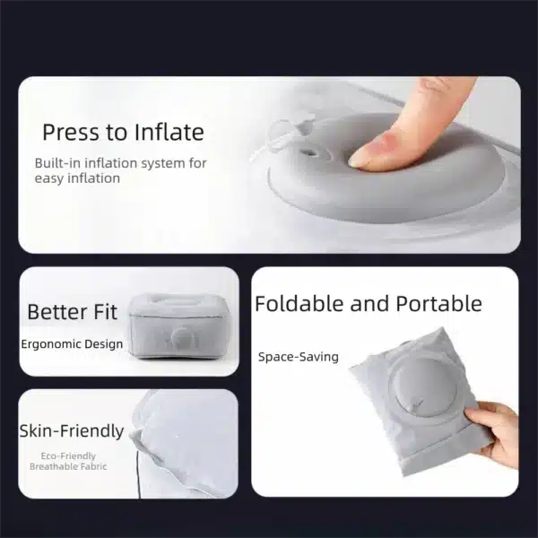 Press-to-Inflate Inflatable Booster Seat Fabric Waterproof Portable Foot Rest Foldable Muscle Relief Air Seat Cushion Home Use